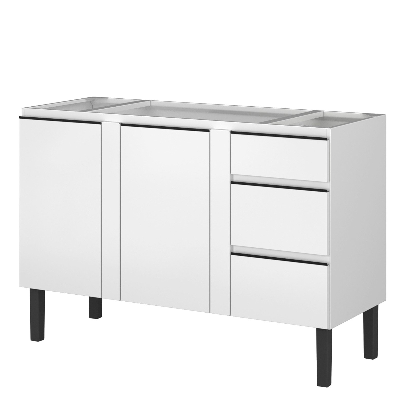 BALCÃO ARMARIO COZINHA GABINETE AÇO P/PIA 140cm BRANCO - METALURGICA HB