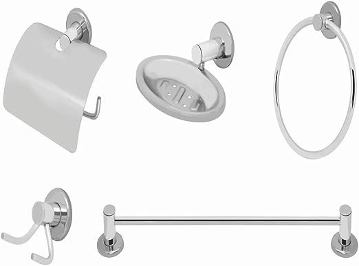 KIT BANHEIRO 5 PEÇAS AÇO STANDER AL - CÓD 2419 - METAIS LEÃO