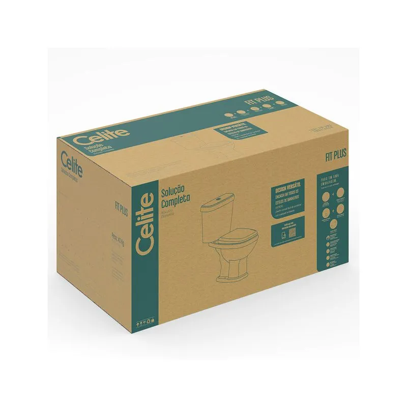 KIT VASO SANITARIO COM CAIXA ACOPLADA FIT PLUS CELITE BRANCO - Imagem 4