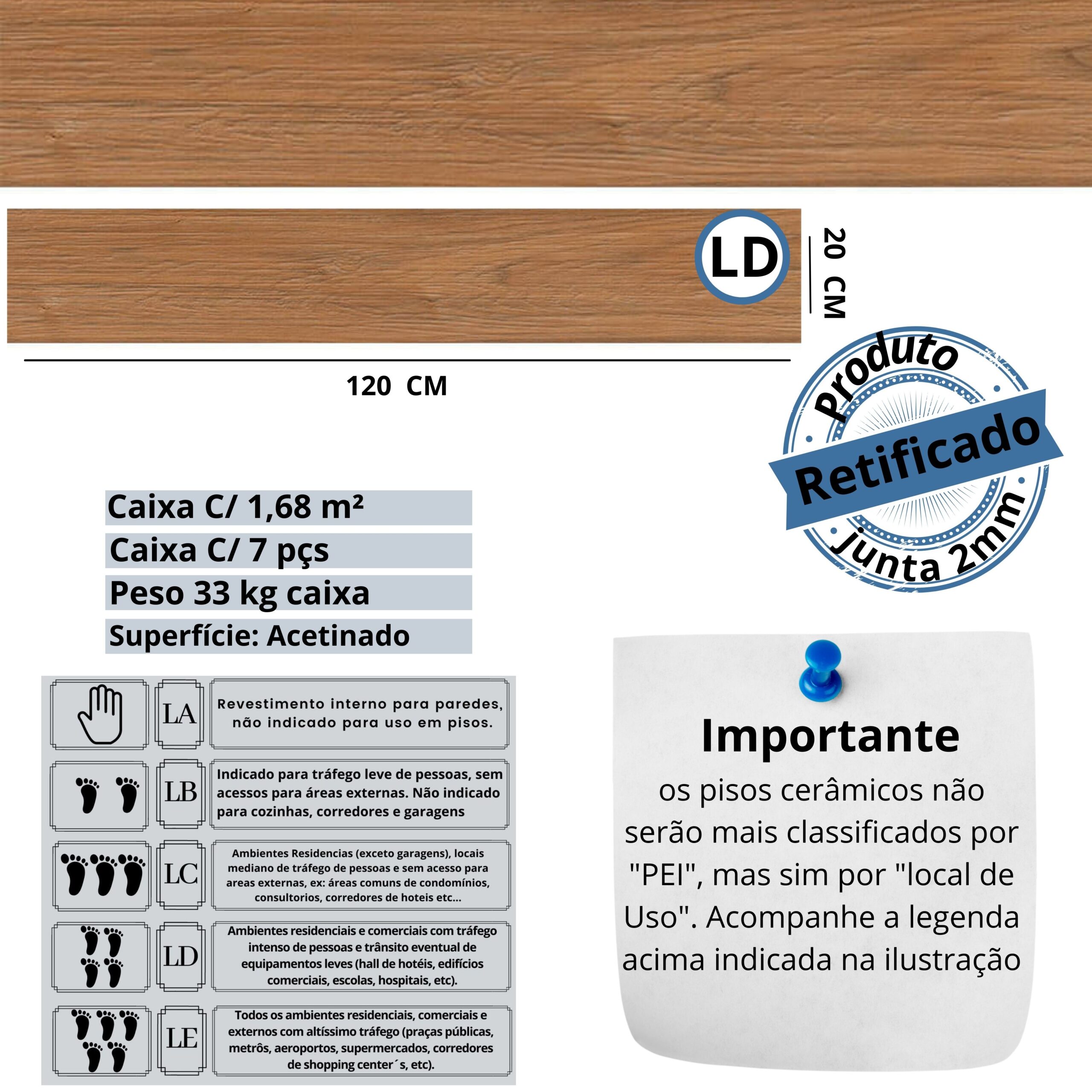 REGUA SEMIGRES MATE 20X120 PIEMONT – CERAMICA FORMIGRES – CX 1,68 M² - Imagem 3