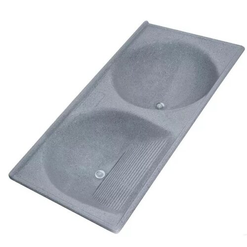 TANQUE CINZA DUPLO MÁRMORE SINTÉTICO 112X53 - DECORALITA