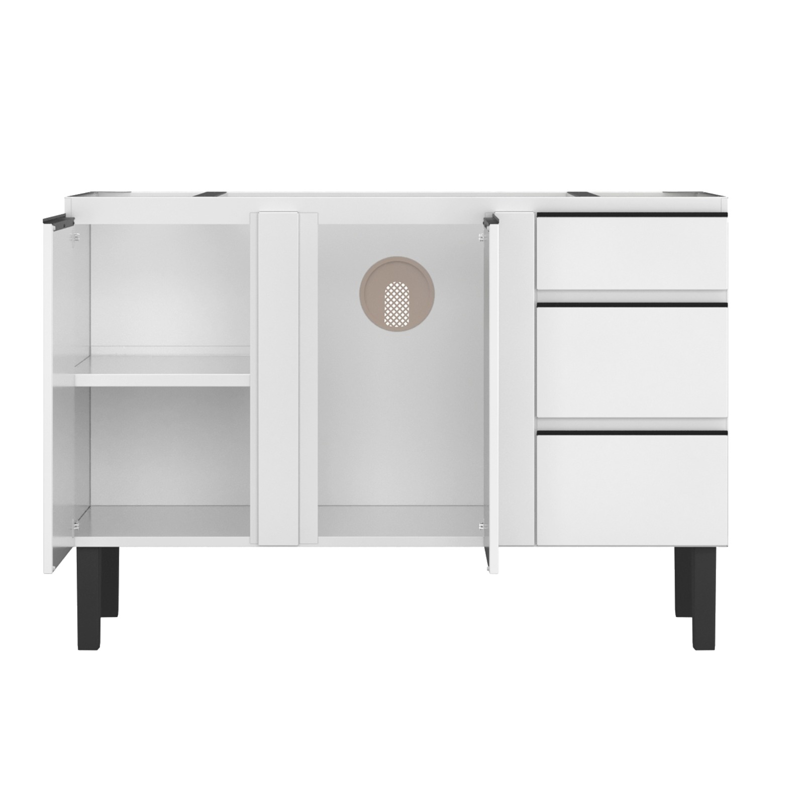 BALCÃO ARMARIO COZINHA GABINETE AÇO P/PIA 120cm BRANCO - METALURGICA HB - Imagem 4