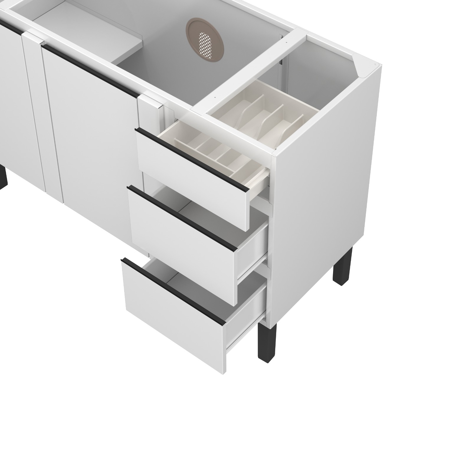 BALCÃO ARMARIO COZINHA GABINETE AÇO P/PIA 120cm BRANCO - METALURGICA HB - Imagem 2