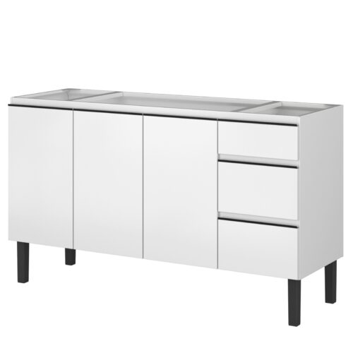 BALCÃO ARMARIO COZINHA GABINETE AÇO P/PIA 160cm BRANCO - METALURGICA HB