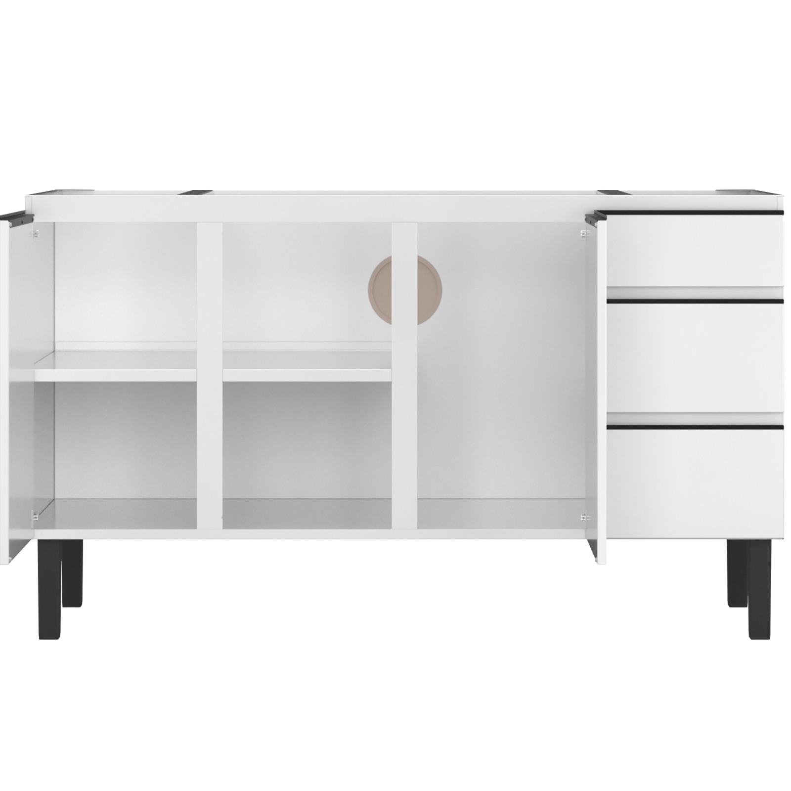 BALCÃO ARMARIO COZINHA GABINETE AÇO P/PIA 160cm BRANCO - METALURGICA HB - Imagem 4