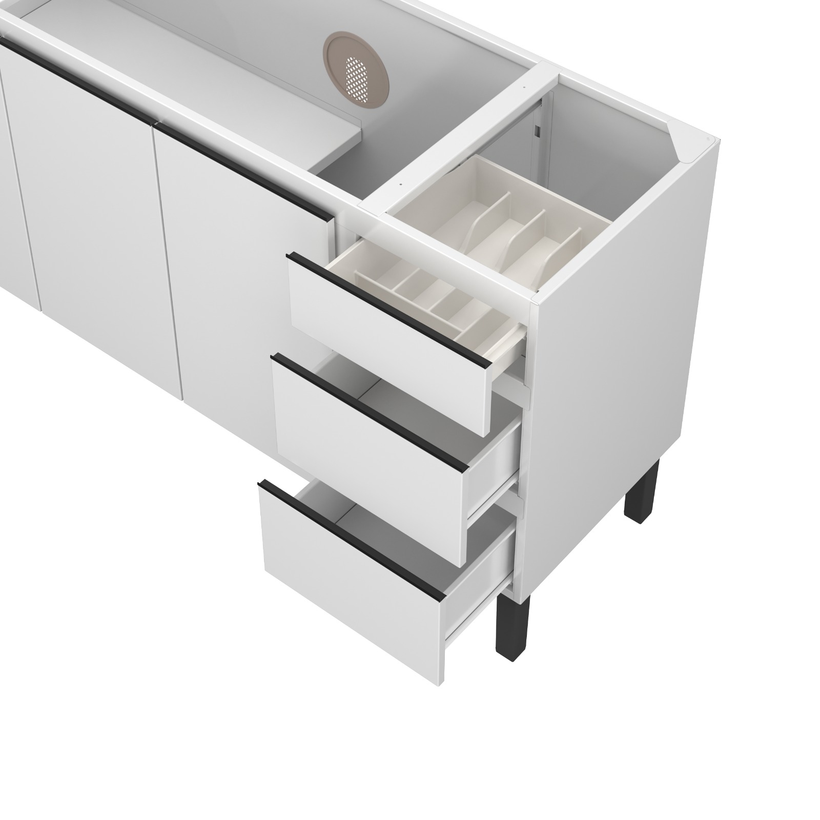 BALCÃO ARMARIO COZINHA GABINETE AÇO P/PIA 160cm BRANCO - METALURGICA HB - Imagem 2